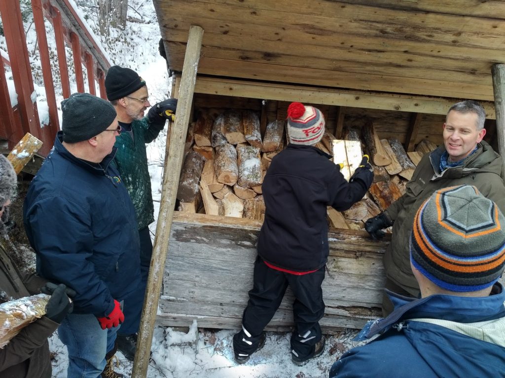 Stacking wood in the wood box