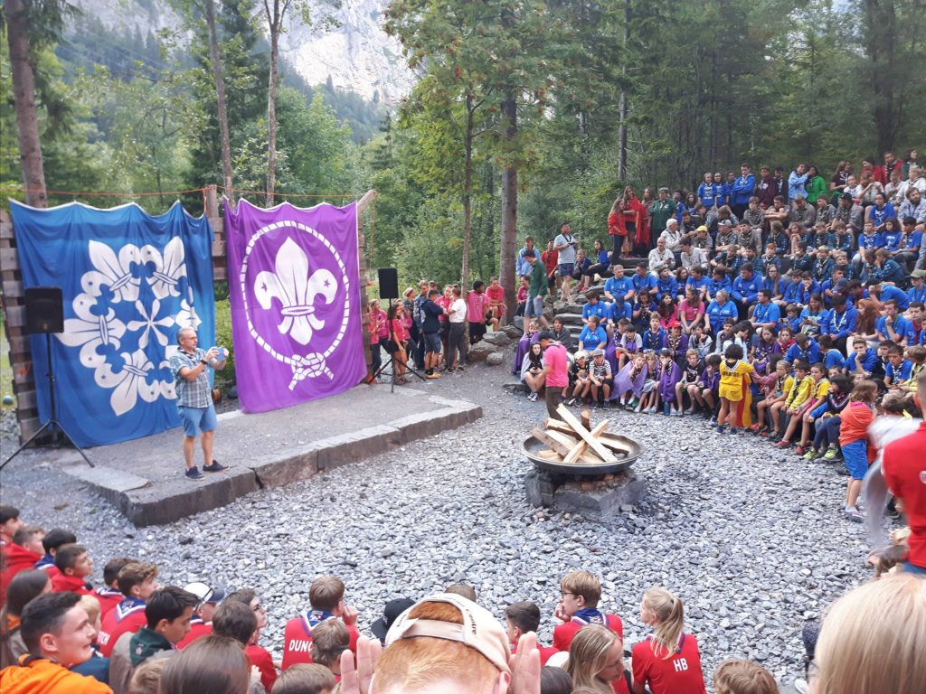 Scouting campfire at the Kandersteg International Scout Centre in Switzerland (KISC)